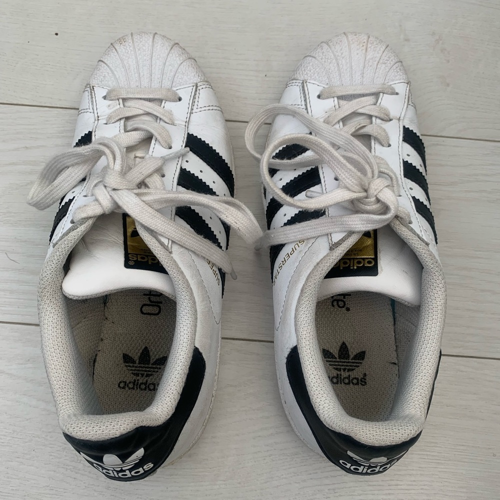 Adidas SuperStar Womens Stripe Black and White Shoes Size US 5.5 - Picture 2 of 15